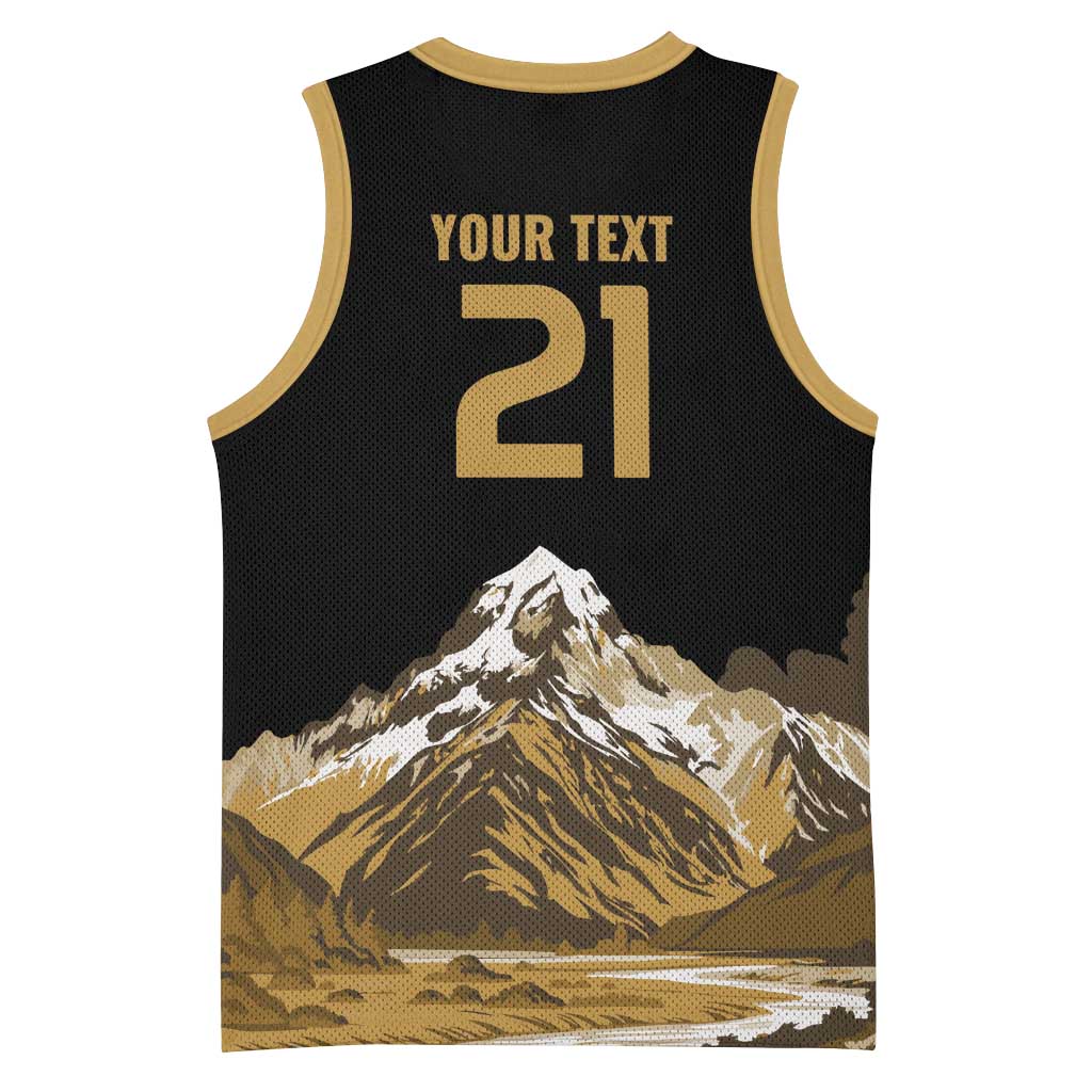 Custom Oceania Football NZ South Island Basketball Jersey Minimal Mount Cook Silhouette