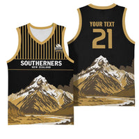 Custom Oceania Football NZ South Island Basketball Jersey Minimal Mount Cook Silhouette
