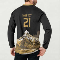 Custom Oceania Football NZ South Island Button Sweatshirt Minimal Mount Cook Silhouette