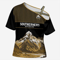 Custom Oceania Football NZ South Island Cross Shoulder Shirt Minimal Mount Cook Silhouette