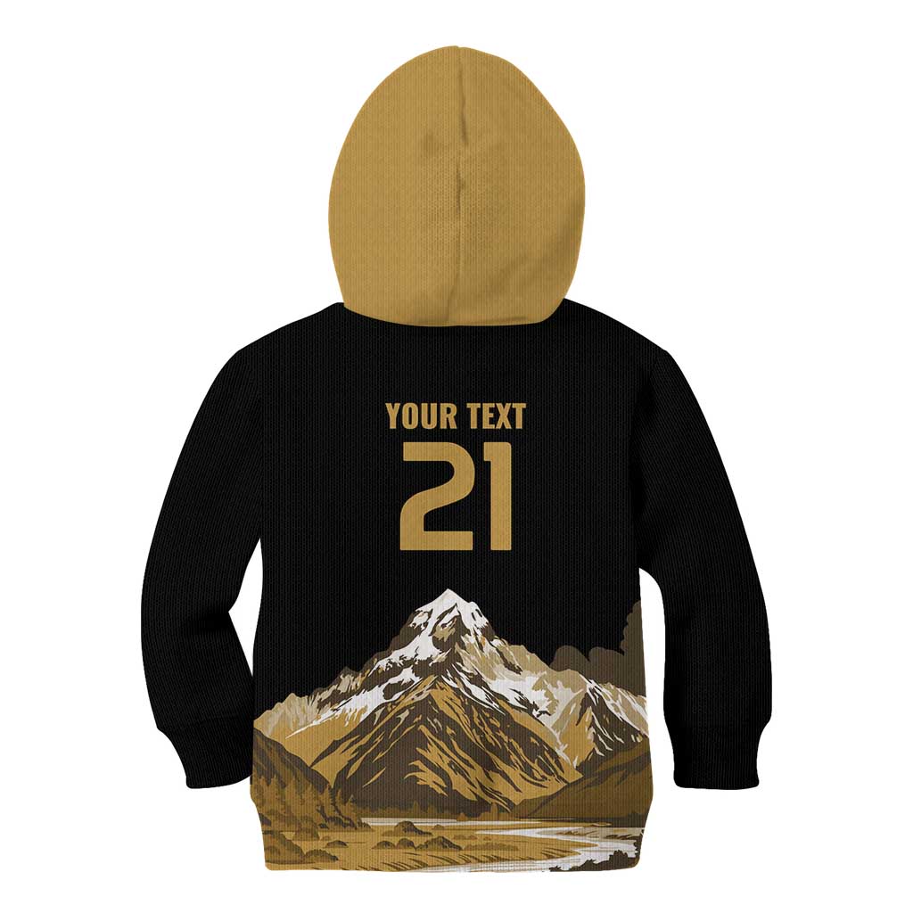 Custom Oceania Football NZ South Island Kid Hoodie Minimal Mount Cook Silhouette