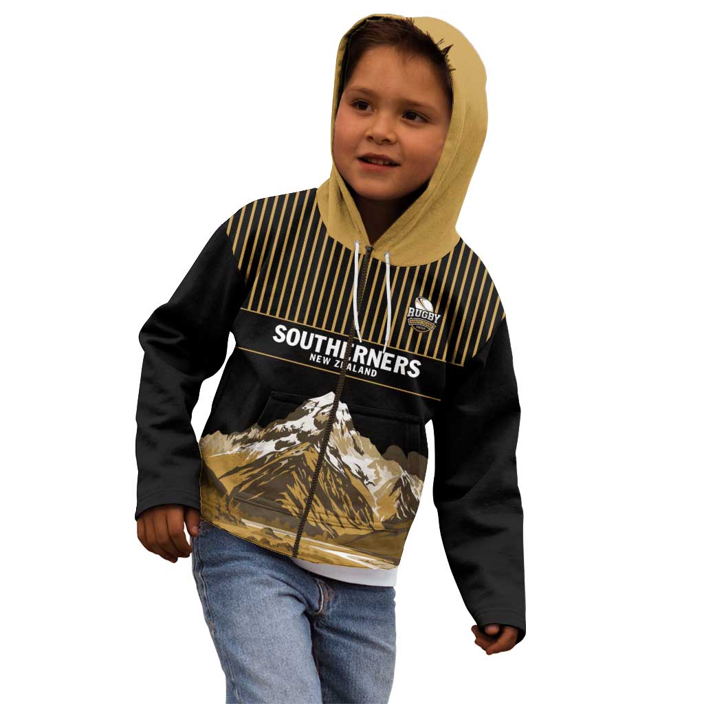 Custom Oceania Football NZ South Island Kid Hoodie Minimal Mount Cook Silhouette