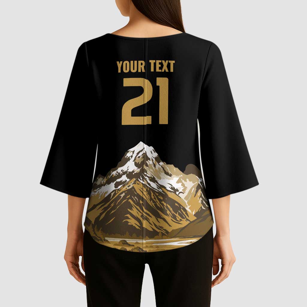 Custom Oceania Football NZ South Island Kimono Sleeve Blouse Minimal Mount Cook Silhouette