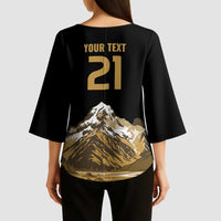 Custom Oceania Football NZ South Island Kimono Sleeve Blouse Minimal Mount Cook Silhouette