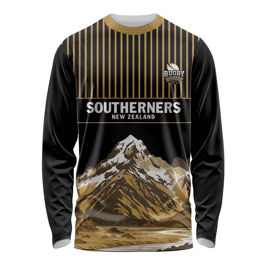 Custom Oceania Football NZ South Island Long Sleeve Shirt Minimal Mount Cook Silhouette