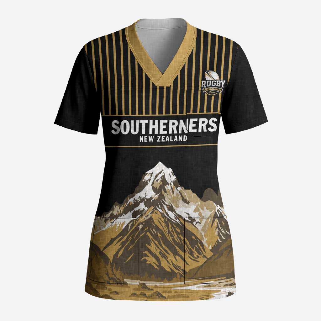 Custom Oceania Football NZ South Island Scrub Top Minimal Mount Cook Silhouette