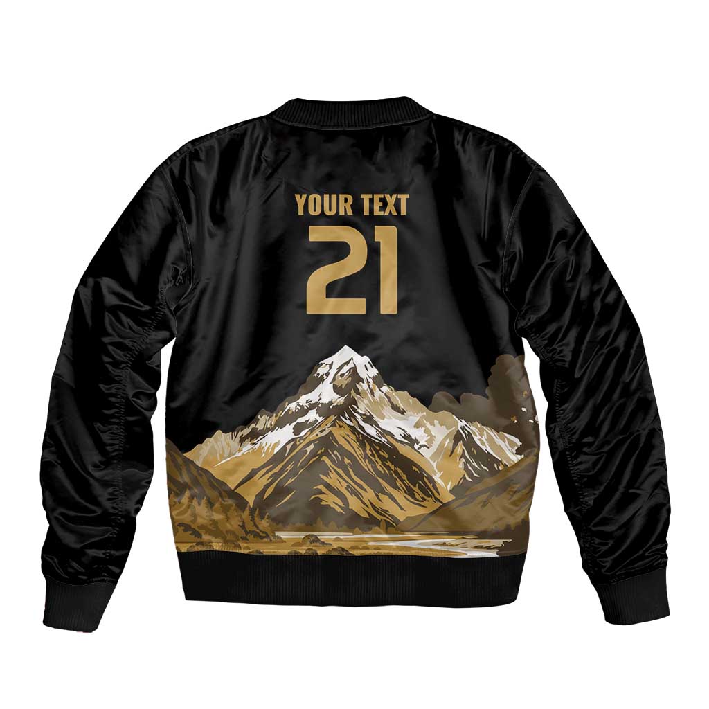 Custom Oceania Football NZ South Island Sleeve Zip Bomber Jacket Minimal Mount Cook Silhouette LT9 - Polynesian Pride