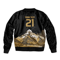 Custom Oceania Football NZ South Island Sleeve Zip Bomber Jacket Minimal Mount Cook Silhouette LT9 - Polynesian Pride