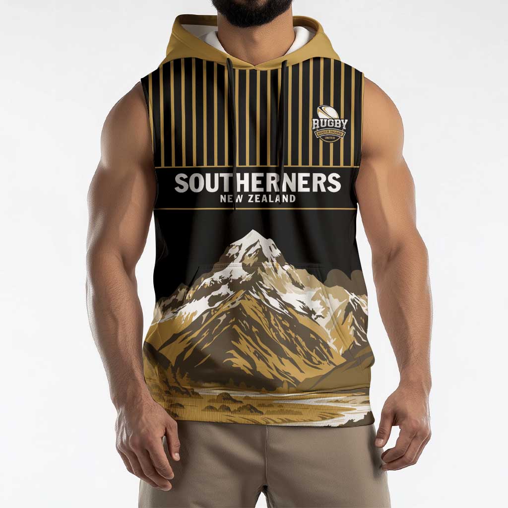 Custom Oceania Football NZ South Island Sleeveless Hoodie Minimal Mount Cook Silhouette LT9 - Polynesian Pride