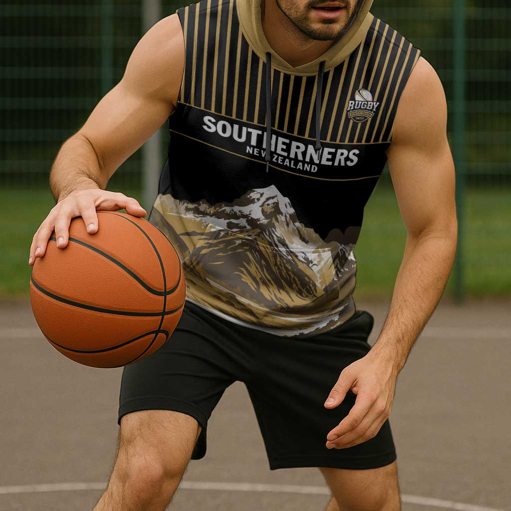 Custom Oceania Football NZ South Island Sleeveless Hoodie Minimal Mount Cook Silhouette LT9 - Polynesian Pride