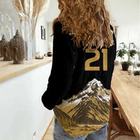 Custom Oceania Football NZ South Island Women Casual Shirt Minimal Mount Cook Silhouette LT9 - Polynesian Pride