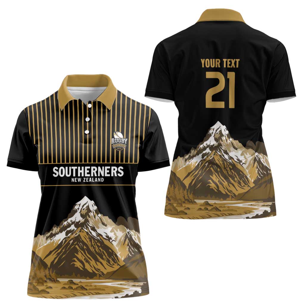Custom Oceania Football NZ South Island Women Polo Shirt Minimal Mount Cook Silhouette LT9 - Polynesian Pride