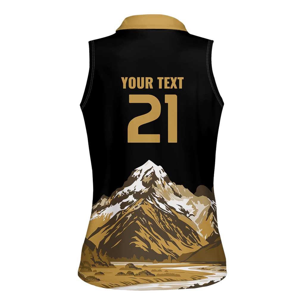Custom Oceania Football NZ South Island Women Sleeveless Polo Shirt Minimal Mount Cook Silhouette LT9 - Polynesian Pride