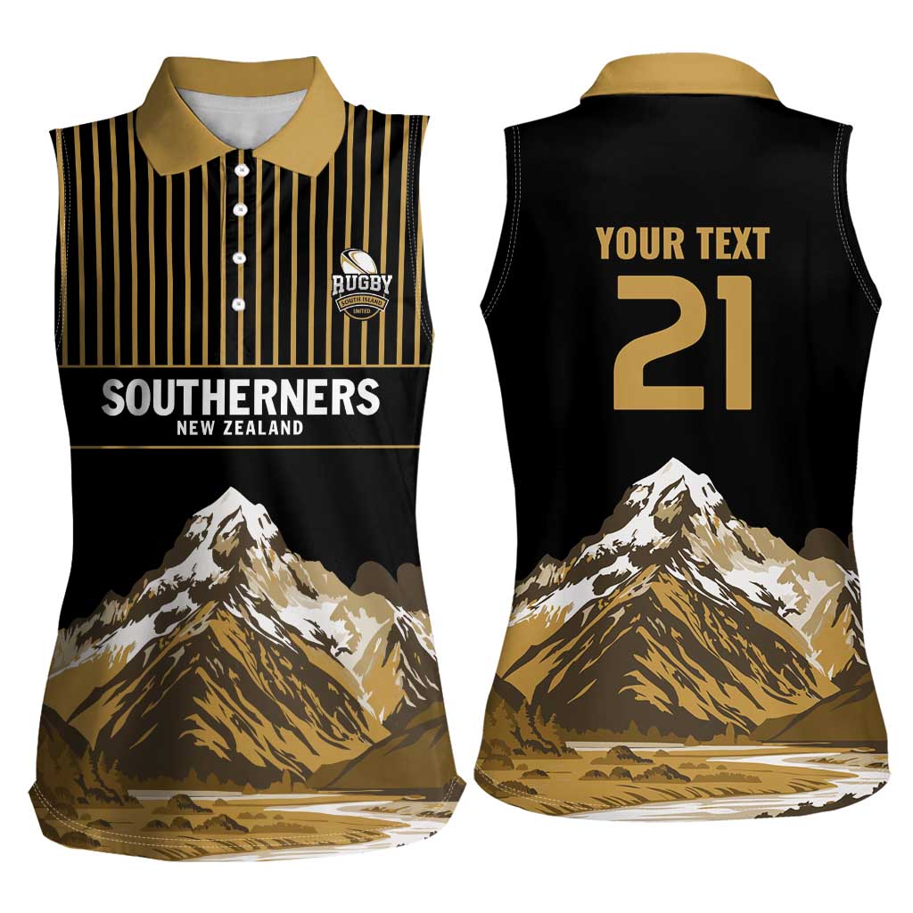 Custom Oceania Football NZ South Island Women Sleeveless Polo Shirt Minimal Mount Cook Silhouette LT9 - Polynesian Pride