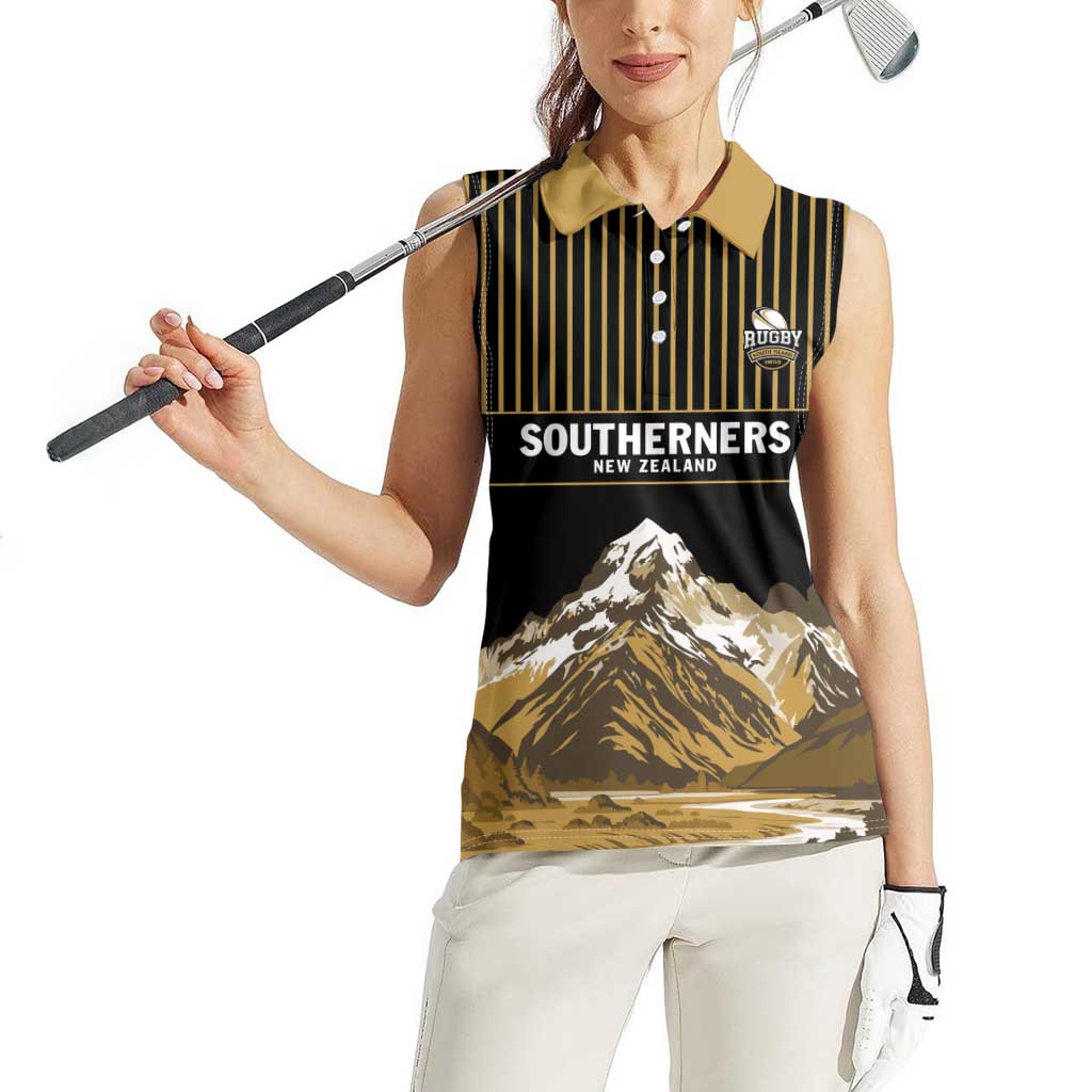 Custom Oceania Football NZ South Island Women Sleeveless Polo Shirt Minimal Mount Cook Silhouette LT9 - Polynesian Pride