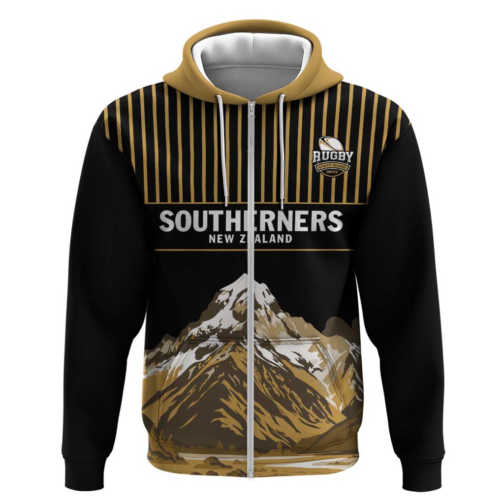 Custom Oceania Football NZ South Island Zip Hoodie Minimal Mount Cook Silhouette