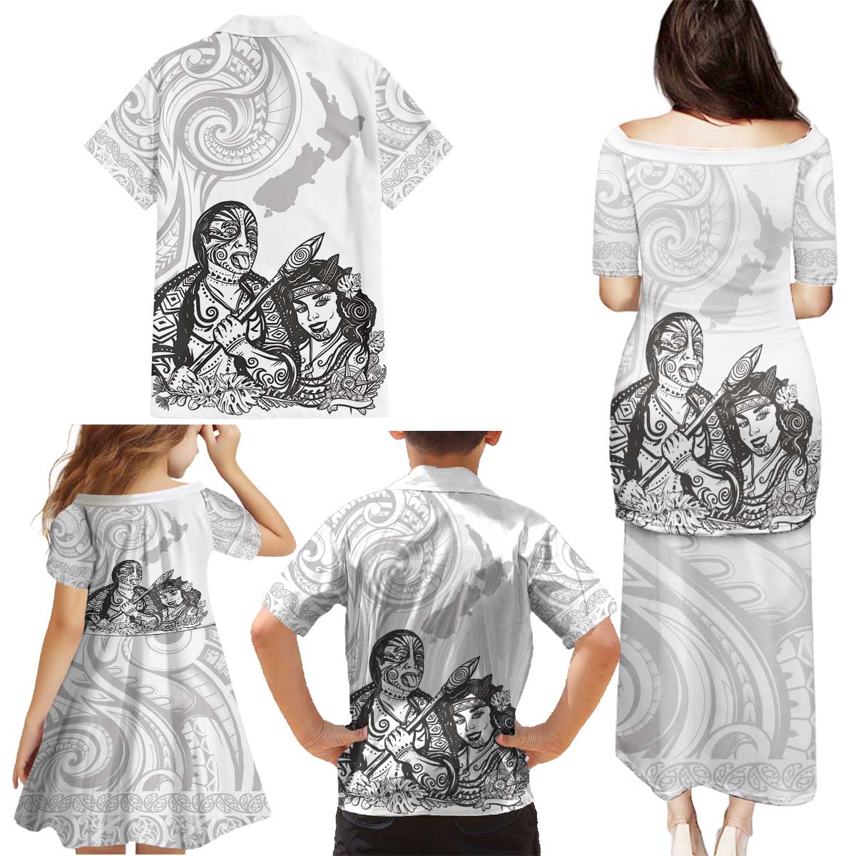 Aroha Maori Language Family Matching Puletasi and Hawaiian Shirt Te Reo Maori Inspired Art LT9 - Polynesian Pride