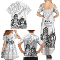 Aroha Maori Language Family Matching Summer Maxi Dress and Hawaiian Shirt Te Reo Maori Inspired Art LT9 - Polynesian Pride
