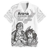 Aroha Maori Language Family Matching Summer Maxi Dress and Hawaiian Shirt Te Reo Maori Inspired Art LT9 Dad's Shirt - Short Sleeve white - Polynesian Pride