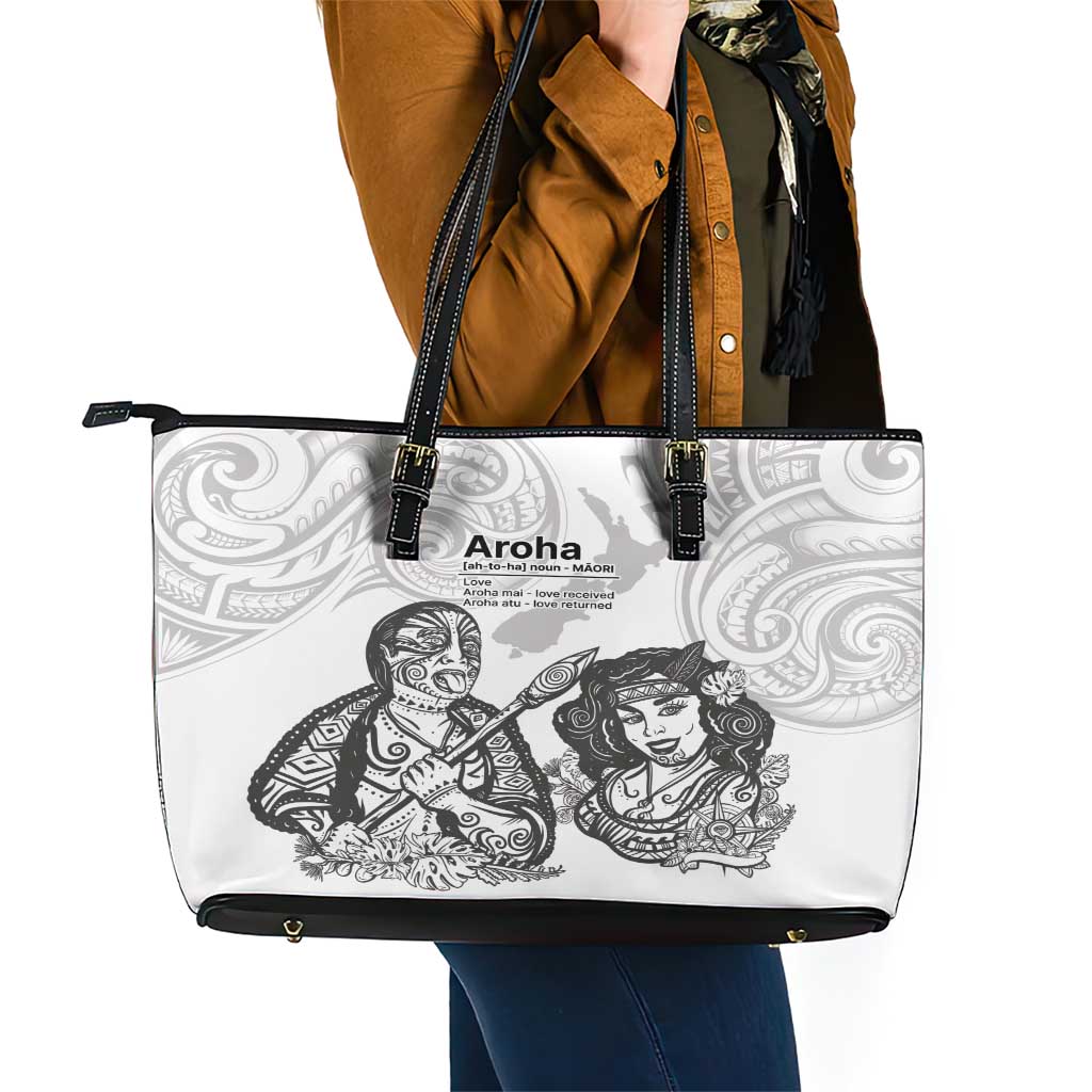 Aroha Maori Language Leather Tote Bag Te Reo Maori Inspired Art LT9 - Polynesian Pride