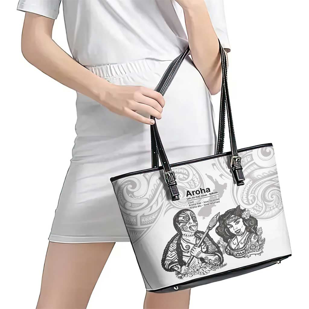 Aroha Maori Language Leather Tote Bag Te Reo Maori Inspired Art LT9 - Polynesian Pride