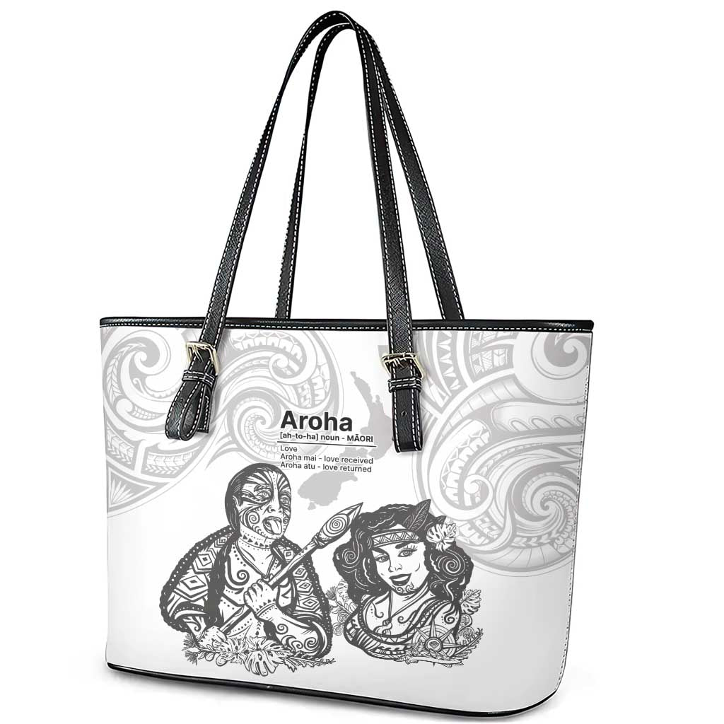 Aroha Maori Language Leather Tote Bag Te Reo Maori Inspired Art LT9 - Polynesian Pride
