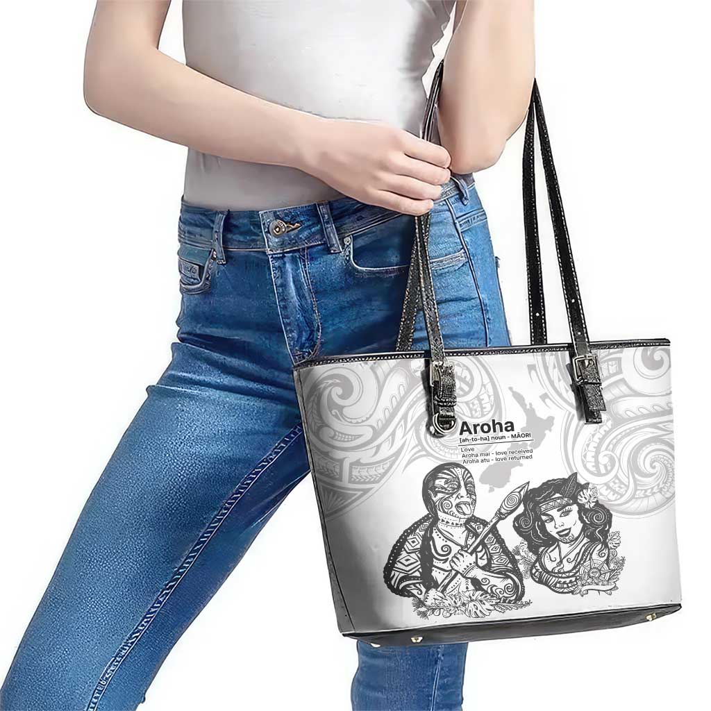 Aroha Maori Language Leather Tote Bag Te Reo Maori Inspired Art LT9 - Polynesian Pride