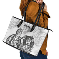 Aroha Maori Language Leather Tote Bag Te Reo Maori Inspired Art LT9 - Polynesian Pride