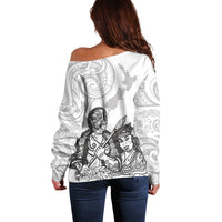 Aroha Maori Language Off Shoulder Sweater Te Reo Maori Inspired Art LT9 - Polynesian Pride