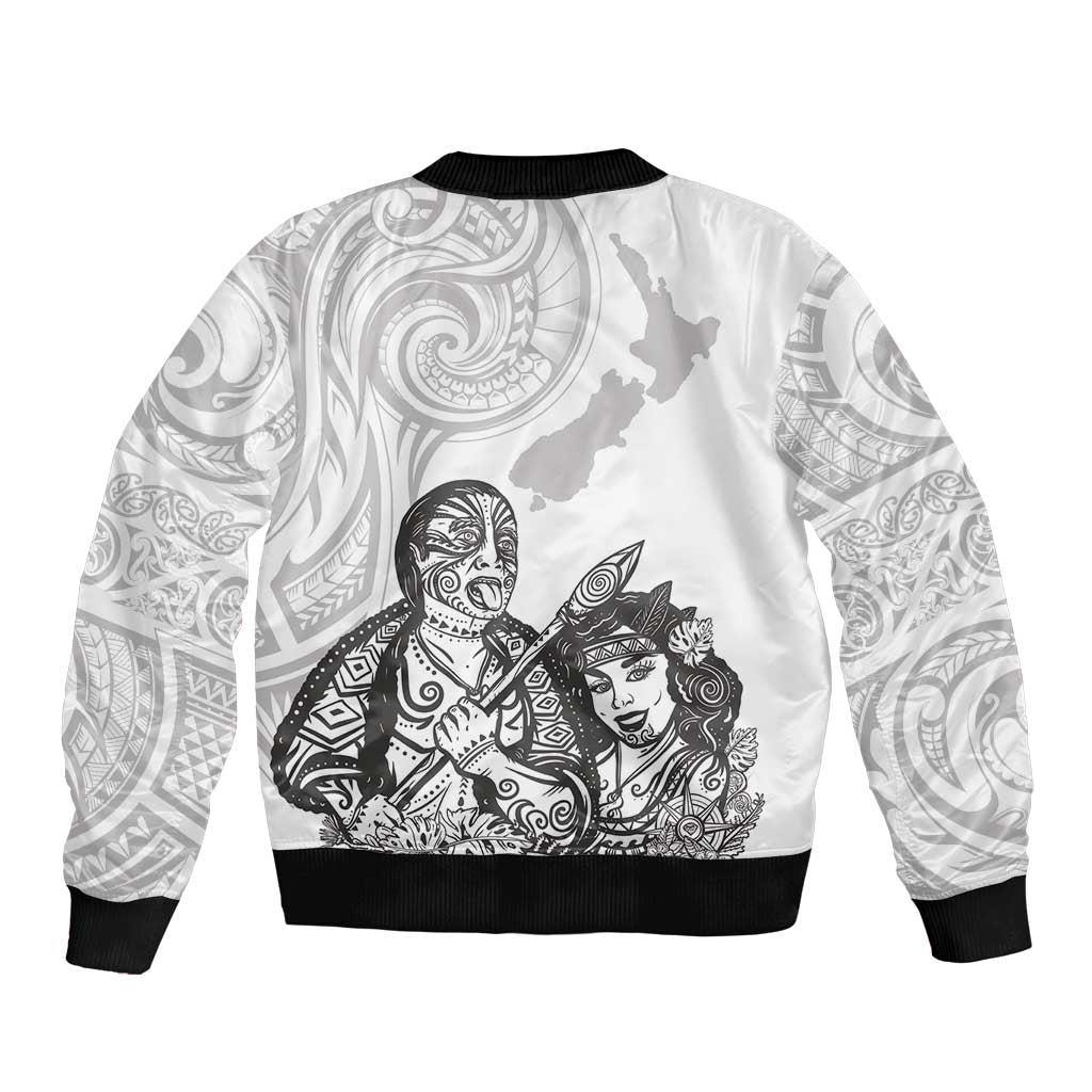 Aroha Maori Language Sleeve Zip Bomber Jacket Te Reo Maori Inspired Art LT9 - Polynesian Pride