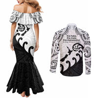 Kia Haka Maori language Couples Matching Mermaid Dress and Long Sleeve Button Shirt Te Reo Maori Inspired Art LT9 - Polynesian Pride
