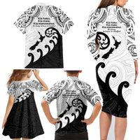 Kia Haka Maori language Family Matching Long Sleeve Bodycon Dress and Hawaiian Shirt Te Reo Maori Inspired Art LT9 - Polynesian Pride