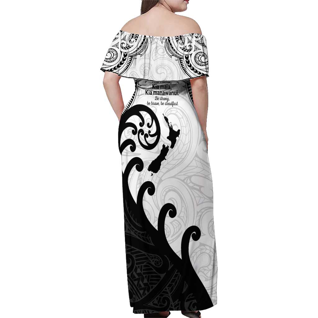 Kia Haka Maori language Family Matching Off Shoulder Maxi Dress and Hawaiian Shirt Te Reo Maori Inspired Art LT9 - Polynesian Pride