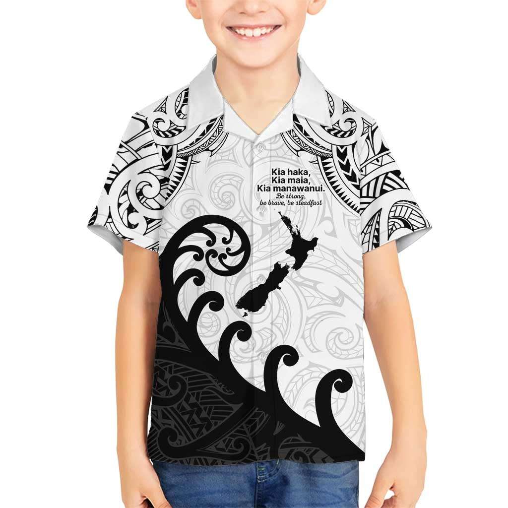 Kia Haka Maori language Family Matching Summer Maxi Dress and Hawaiian Shirt Te Reo Maori Inspired Art LT9 Son's Shirt white - Polynesian Pride