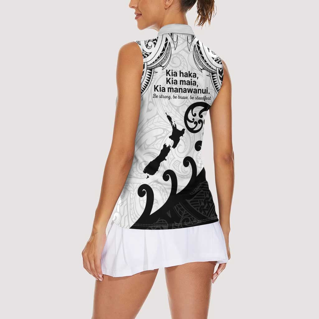 Kia Haka Maori language Women Sleeveless Polo Shirt Te Reo Maori Inspired Art LT9 - Polynesian Pride