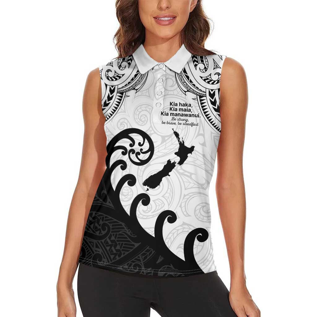 Kia Haka Maori language Women Sleeveless Polo Shirt Te Reo Maori Inspired Art LT9 - Polynesian Pride