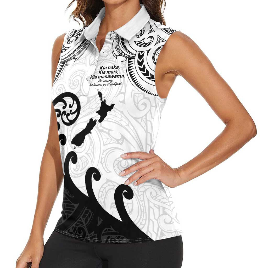 Kia Haka Maori language Women Sleeveless Polo Shirt Te Reo Maori Inspired Art LT9 - Polynesian Pride