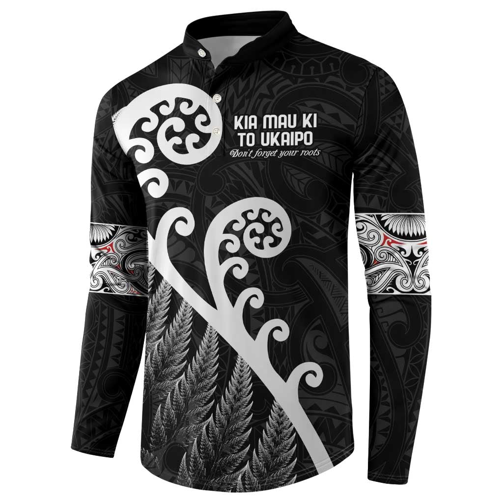 Kia Mau Ki To Ukaipo Button Sweatshirt Te Reo Maori Koru Fern Art