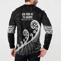 Kia Mau Ki To Ukaipo Button Sweatshirt Te Reo Maori Koru Fern Art