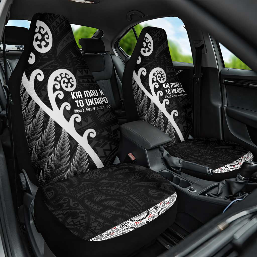 Kia Mau Ki To Ukaipo Car Seat Cover Te Reo Maori Koru Fern Art LT9 One Size Black - Polynesian Pride