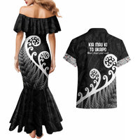 Kia Mau Ki To Ukaipo Couples Matching Mermaid Dress and Hawaiian Shirt Te Reo Maori Koru Fern Art LT9 - Polynesian Pride
