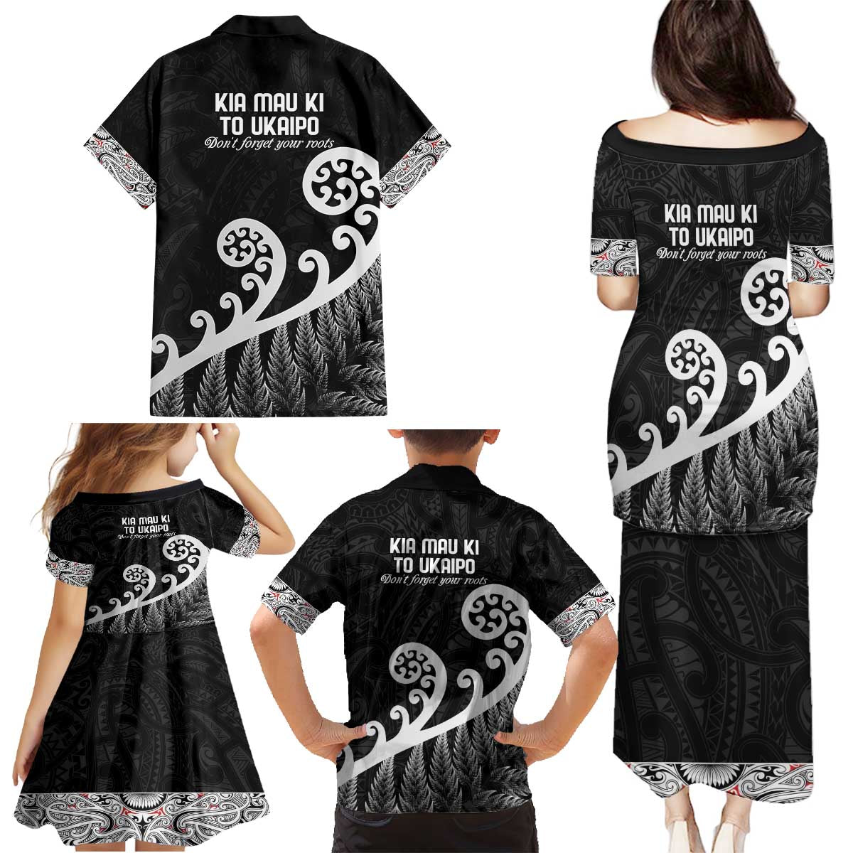 Kia Mau Ki To Ukaipo Family Matching Puletasi and Hawaiian Shirt Te Reo Maori Koru Fern Art LT9 - Polynesian Pride