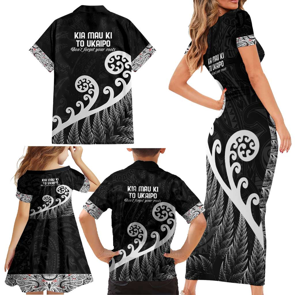 Kia Mau Ki To Ukaipo Family Matching Short Sleeve Bodycon Dress and Hawaiian Shirt Te Reo Maori Koru Fern Art LT9 - Polynesian Pride
