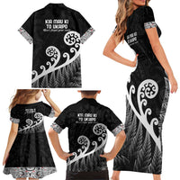 Kia Mau Ki To Ukaipo Family Matching Short Sleeve Bodycon Dress and Hawaiian Shirt Te Reo Maori Koru Fern Art LT9 - Polynesian Pride