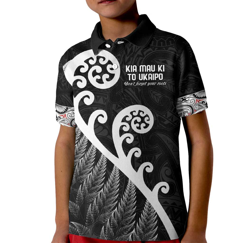 Kia Mau Ki To Ukaipo Kid Polo Shirt Te Reo Maori Koru Fern Art LT9 Kid Black - Polynesian Pride