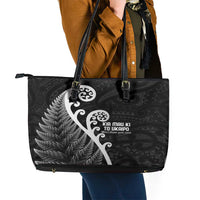 Kia Mau Ki To Ukaipo Leather Tote Bag Te Reo Maori Koru Fern Art LT9 - Polynesian Pride