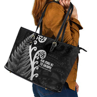 Kia Mau Ki To Ukaipo Leather Tote Bag Te Reo Maori Koru Fern Art LT9 - Polynesian Pride
