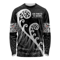 Kia Mau Ki To Ukaipo Long Sleeve Shirt Te Reo Maori Koru Fern Art LT9 Unisex Black - Polynesian Pride