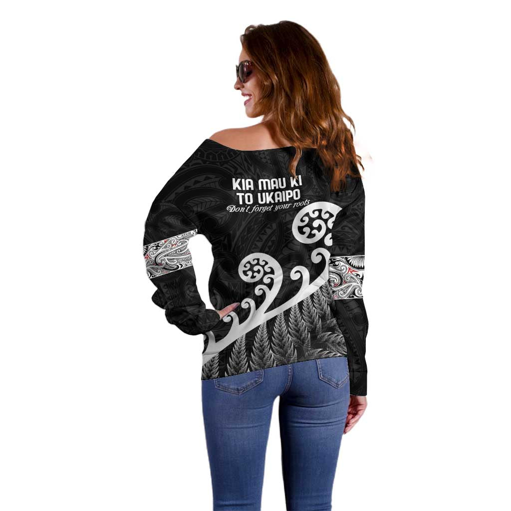 Kia Mau Ki To Ukaipo Off Shoulder Sweater Te Reo Maori Koru Fern Art LT9 - Polynesian Pride