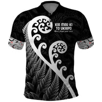 Kia Mau Ki To Ukaipo Polo Shirt Te Reo Maori Koru Fern Art LT9 Black - Polynesian Pride